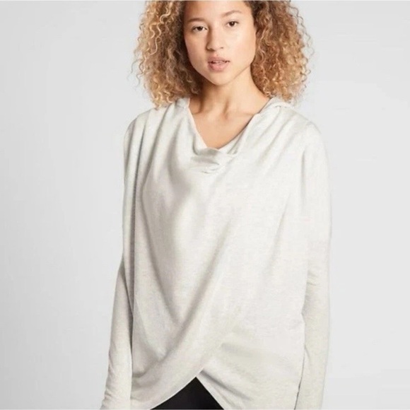 Athleta Tops - Athleta Purana Wrap Sweatshirt Hoodie Light Gray Heather Long Sleeve XS
